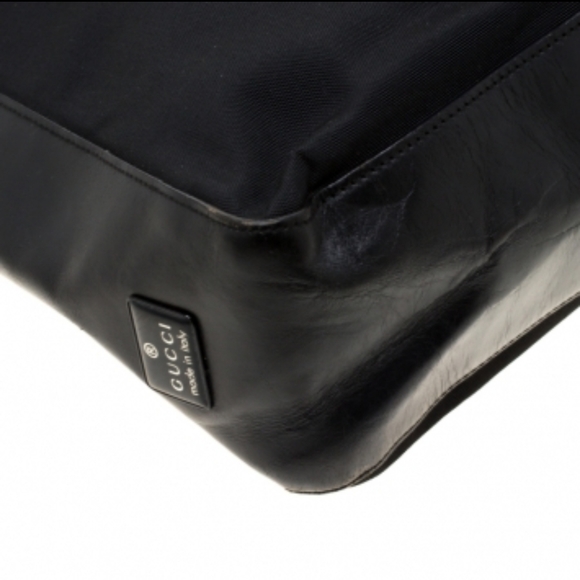 Gucci Leather Tote Satchel Vinatge Black Nylon  - Picture 10 of 14